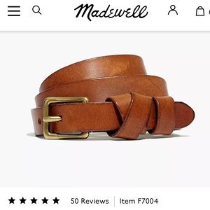 Madewell genuine leather brown belt, gold buckle
